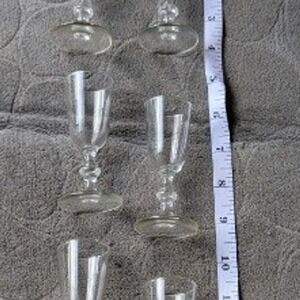 Vintage Clear Glass Cordial Liqueur Glasses Set of 6 Knobbed Stem Barware 4in